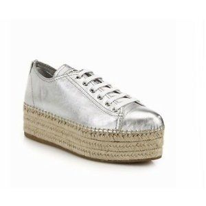 MIU MIU Prada Metallic Platform Espadrille 38.5